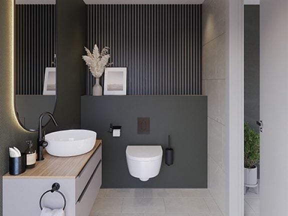 Toilet lattenwand zwart