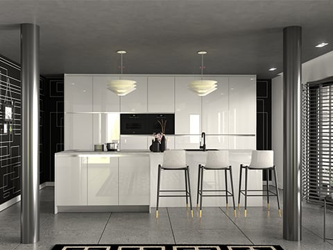 Cuisine moderne blanc brillant