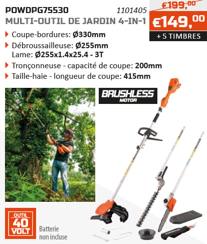 Dual Power action d'épargne Multi outil de jardin 4in1