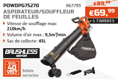 Dual Power action d'épargne Aspirateur/souffleur de feuilles