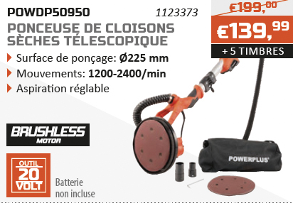 Dual Power action d'épargne ponceuse de cloisons sèches télescopique