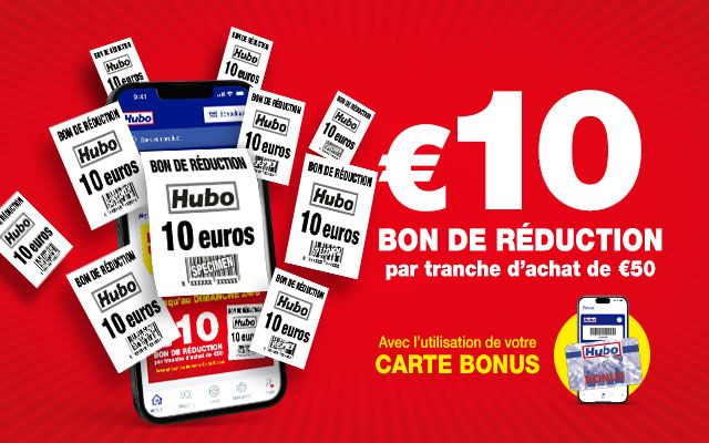 Bon de réduction €10 par tranche d'achat de €50