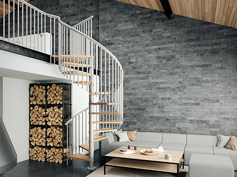Escalier en bois avec main courante