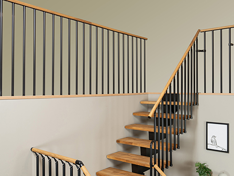Escalier avec main courante et balustrade sur mesure