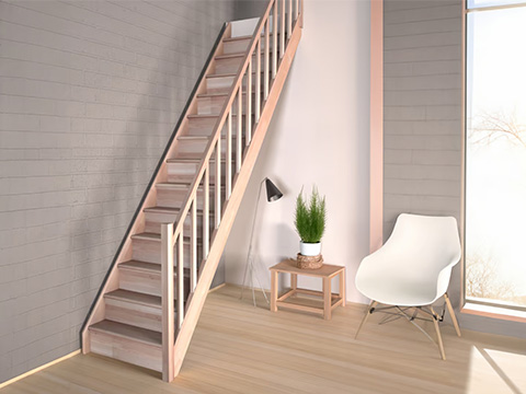 Houten trap met trapleuning