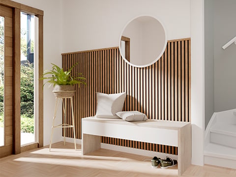 Houten lattenwand op maat laten zagen