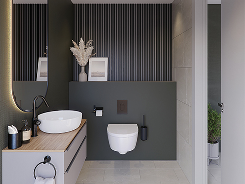 Toilet lattenwand zwart