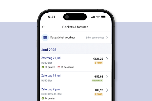 Hubo App Kassaticket