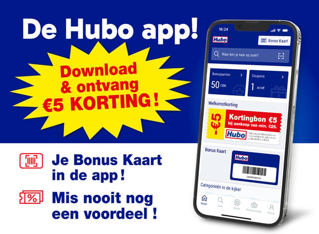 Hubo App 5 euro korting