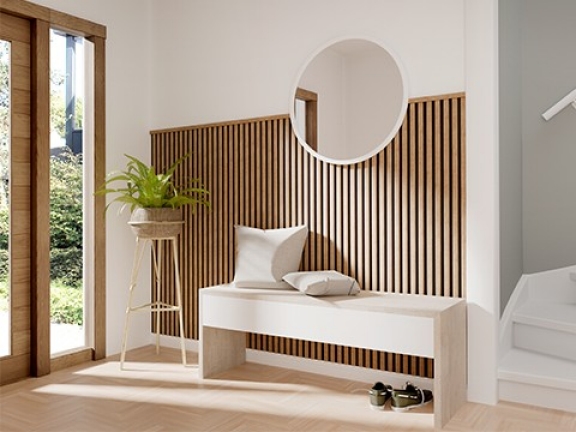 Houten lattenwand op maat laten zagen