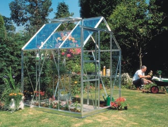 Planten kweken in een serre in de zomer
