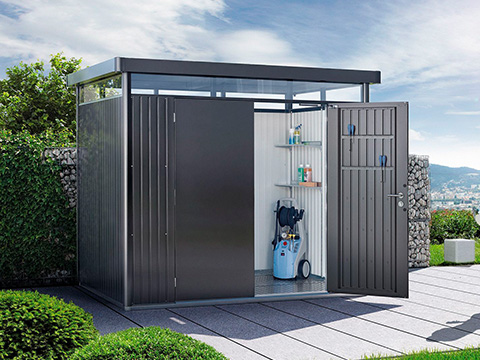 Moderne metalen tuinhuizen