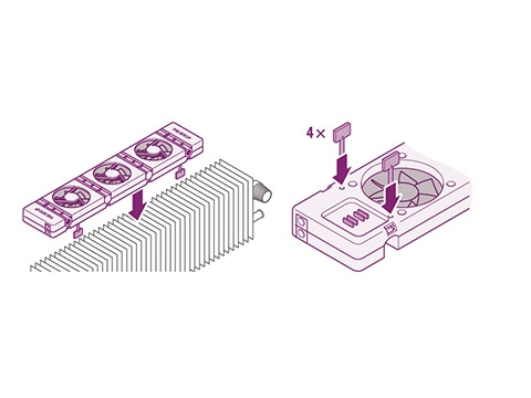 SpeedComfort radiatorventilator magneetschuifjes vastklikken op convector