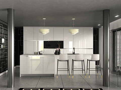 Moderne witte hoogglans keuken