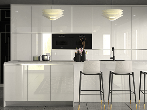 Moderne witte hoogglans keuken